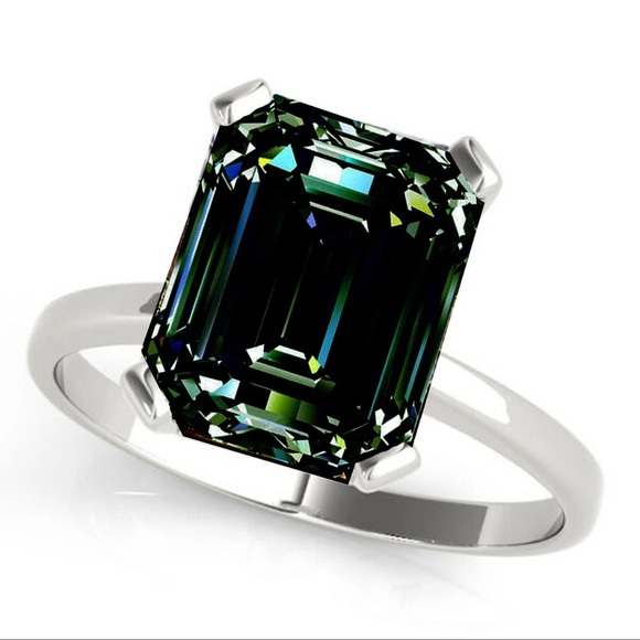 Jewelry - 10.60 Ct Vvsl Brown Blue Emerald
Moissanite Ring 
Sterling Silver Size 7
